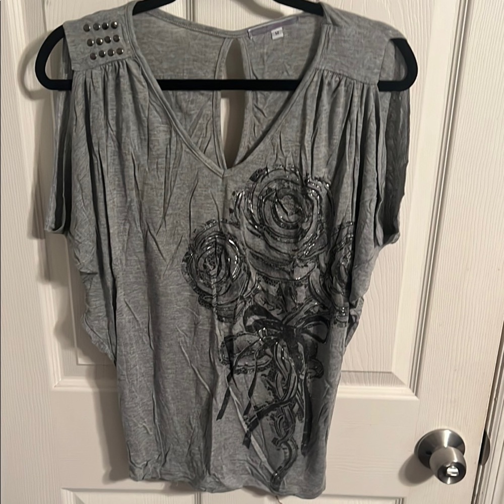 Gray Embellished Women's Top